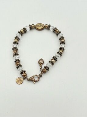 Vintage Silpada 2005 Faith Sterling Silver Oxidized Beaded Crystal Bracelet B098